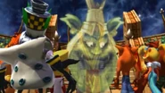 Velo's holographic head in Crash Nitro Kart.