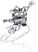 Concept art of Crash with the jetpack