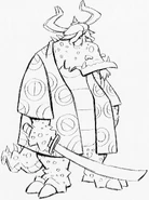 Concept art of an early version of Komodo Moe from The Crash Bandicoot Files