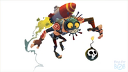 Concept art of a Berserk Bomber throwing a bomb from Crash Bandicoot 4: It's About Time