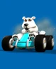 Promotional artwork of Polar in his kart in CTR