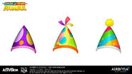 Concept art of party hats by Christian Schob.