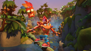 Promo image of Aku Aku and Crash in Rude Awakening