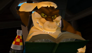 Dingodile reading a book in Twinsanity.