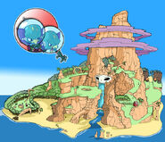 Concept art of the Evil Twins and N. Sanity island from Crash Twinsanity.