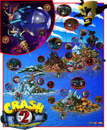 Cortex Island, depicted with the other islands in promotional art for Crash Bandicoot 2: Cortex Strikes Back.