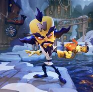 Promo image of Cortex pointing his Ray Gun on Ship Happens.