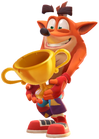 Render used in-game of Crash holding a Trophy in his 90's skin.