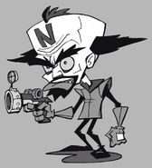 Concept art for Cortex and his ray gun for Crash Bandicoot