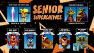 Promotional image of various characters in a high school yearbook