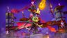 Cortex, Tawna, Crash and Catbat fighting the Deadly Dragons during the Get Lit minigame in Surreal Summit