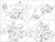 Concept art featuring Cortex getting crushed by Crash using an atlasphere.