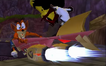 Cortex crashes into Crash, sending them both into Cavern Catastrophe.