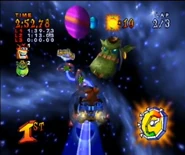 The citadel is visible in the distance in Hyper Spaceway.