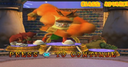 Tiny celebrates after winning a race in Crash Nitro Kart.