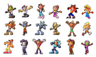 Various icons of skins for Crash and Coco.