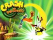 A promo image featuring Cortex getting used like a hammer by Crash