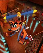 Promotional artwork of Crash using his Copter Pack in Fahrenheit Frenzy.