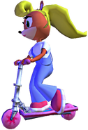 Promotional render of Coco riding her scooter.