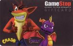 A GameStop GiftCard featuring Spyro and Crash