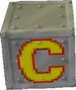 An Iron Check Point Crate in Crash Bandicoot 3: Warped.