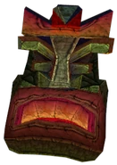 A Tiki's angry face in Cortex Strikes Back