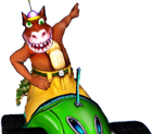 Dingodile in the Team Trance kart