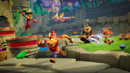 Crash, Elora, Dingodile, Spyro and N. Tropy (F) in Artisans Arena.