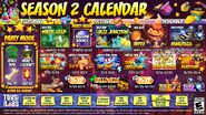 Spyro's tail visible in the top right corner of the Season 2 calendar.