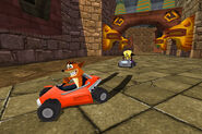 Crash and Cortex racing in Crash Bandicoot Nitro Kart 2