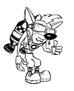Concept art of Crash with his jetpack
