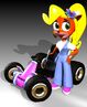 Promotional artwork of Coco standing by her kart in CTR