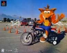Crash posing on a motorcycle