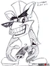 An early concept drawing of Crash Bandicoot by Joe Pearson