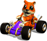 Promotional artwork of Pura in his kart in CTR.