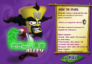 Cortex on the title screen for Raygun Alley