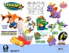 A set of 2001 Crash and Spyro kid's meal toys from Taco Bell