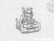 Concept art of Crash in an early version of the Team Bandicoot kart