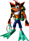 Artwork of Crash with his scuba gear for Warped