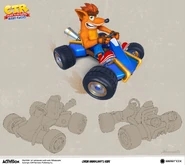 Concept art of Crash riding the Classic kart