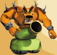 Artwork of Tiny in a tank for Crash Bash
