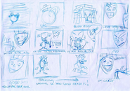 A storyboard for an early version of the "good ending" cutscene