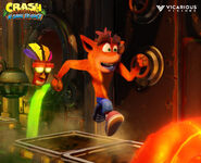 Promotional image of Crash and Aku Aku in Heavy Machinery.