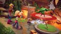 Tawna, Coco, Cortex, Dingodile, N. Brio and Crash in Tiki Towers.