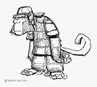 Concept art of a scrapped monkey character by Charles Zembillas