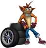 Crash leaning against some tires