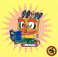 Artwork of Aku Aku from the back cover of volume one