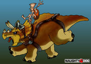 Lab Assistant riding a triceratops