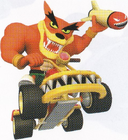 Japanese render of Tiny in the Team Cortex kart