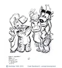 Concept art of Crash with Baby T and Coco with Pura
